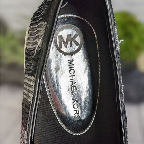 MICHAEL KORS Keaton Striped Sequin Slip-On, Black/Silvertone - Picture 8 of 9